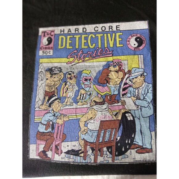Vintage Alstyle Hard Core Detective Stories Graphic T Shirt Black Mens 2XL T C - Picture 9 of 16